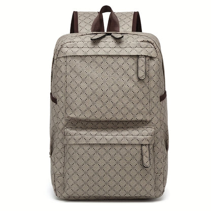 LUMG Men's Large Capacity 15.6-Inch Laptop Backpack with Multiple Compartments, Gray Geometric Design, Business & Travel Backpack for Work, School, or Father's Day Gift, Computer Backpack, Textured Finish