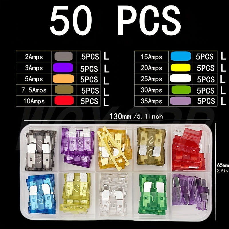 50/100/120/280/306pcs Automotive Fuse Combination Kit, Medium Duty, Fuse Blade Type for Marine·Car·Truck·Tram·Fuse Replacement 2A 3A 5A 7.5A 10A 15A 20A 25A 30A 35A