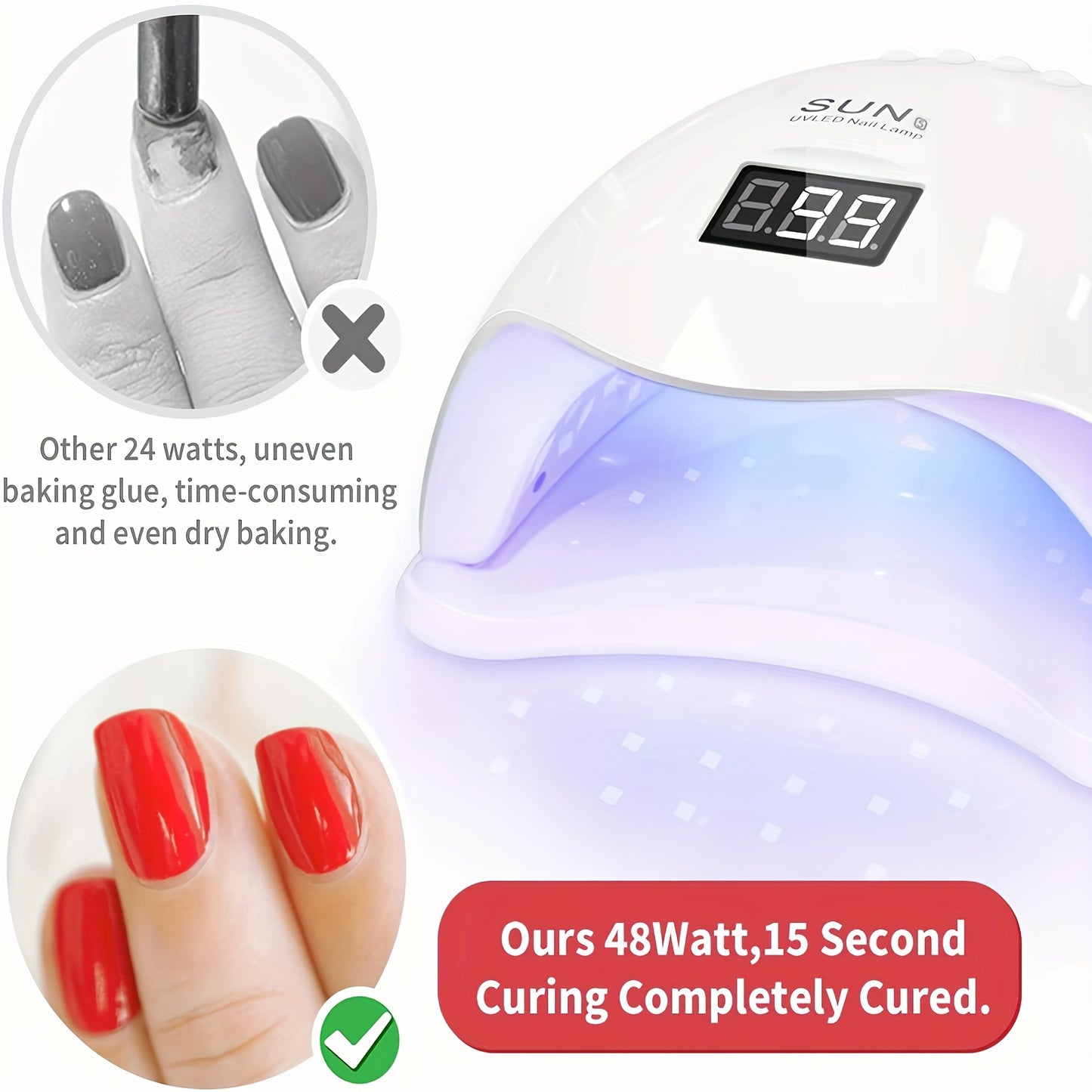 LED Nail Dryer, Gel Nail Polish Curing UV Light, With 4 Timers Auto-Sensing LCD Display Nail Tools, Quick Drying Nail Lamp, Portable Nail Dryer (white)