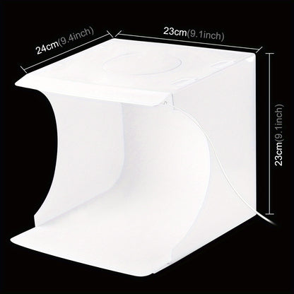 PULUZ Photo Light Box, Folding Portable Photography Shooting Light Tent Kit, Photo Studio 550LM Box, White Lighting Softbox With 1 LED Lights + 6 Color (Black/White/Orange/Red/Green/Blue) Backdrops Fabric For Product Display