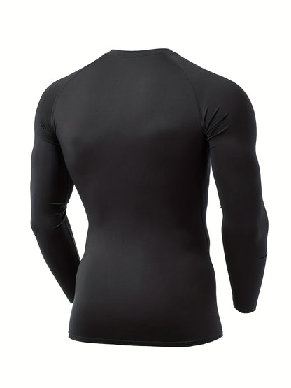 1/3 Pcs, Men's Thermal Long Sleeve Compression Shirts, Winter Sports Base Layer Top, Athletic Running T-Shirt