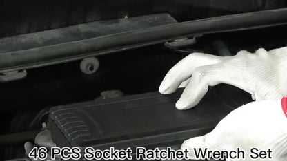 46pcs Car Repair Tool Kit, 1/4 Inch Ratchet Wrench Set with Versatile Bit Socket Set And Extension Bar, Combo Tools Kit, for Car, Motorcycle & Bicycle Repair