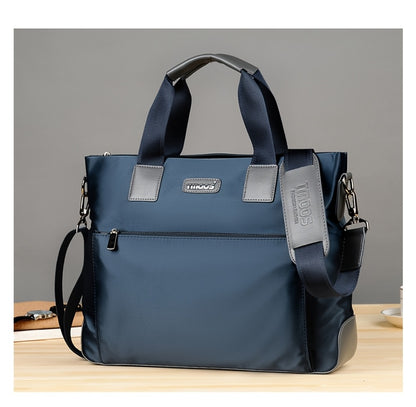 TMOOS Men'S Lightweight Oxford Business Casual Tote Bag - Large Capacity Multi-Compartment, Adjustable Shoulder Strap, Durable & Stylish for Work, Travel, and Everyday Use, Travel Tote Bag, Professional Appearance, Secure Zip