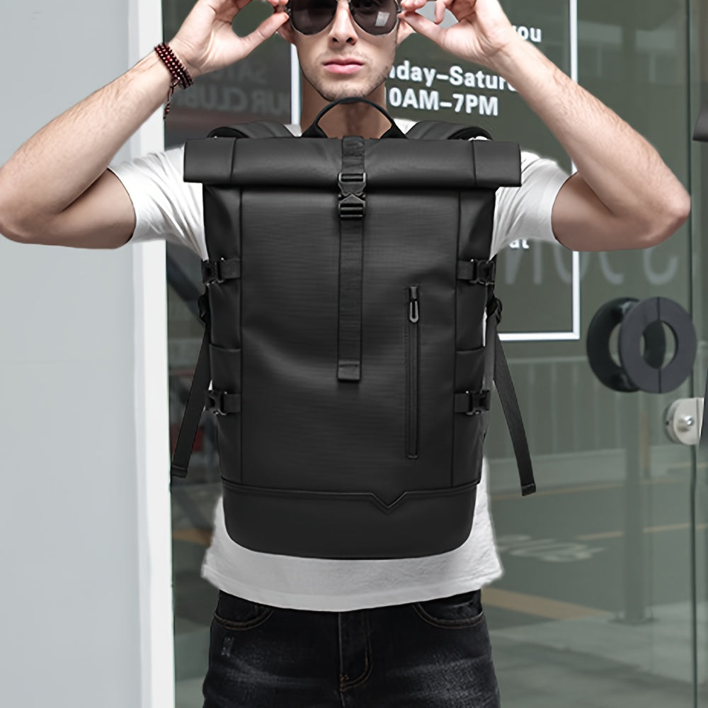 HANMARRY Men's Business Laptop Backpack - Heavy-Duty 39.62cm Computer Backpack, 15-in-1 Organizer, Padded Shoulder Straps & Locking System, High Quality for Work, Travel, School, Commute - Compatible with MacBook/Air/Pro/PC/L