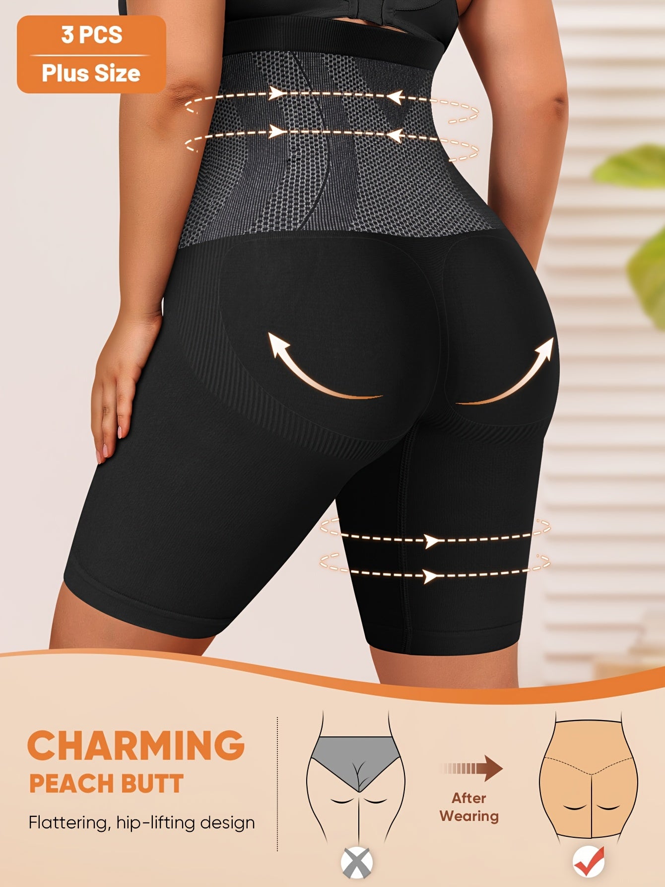 3-Pack Plus Size Women's Shaping Panties, High Elasticity Briefs