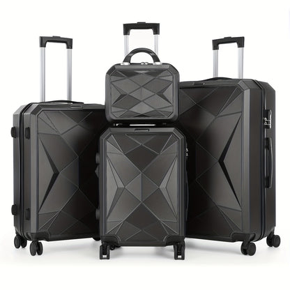 Hardshell Luggage Set Of 4pcs, With 360° Dual Spinner Wheels And Integrated Lock, Carry-on Luggage