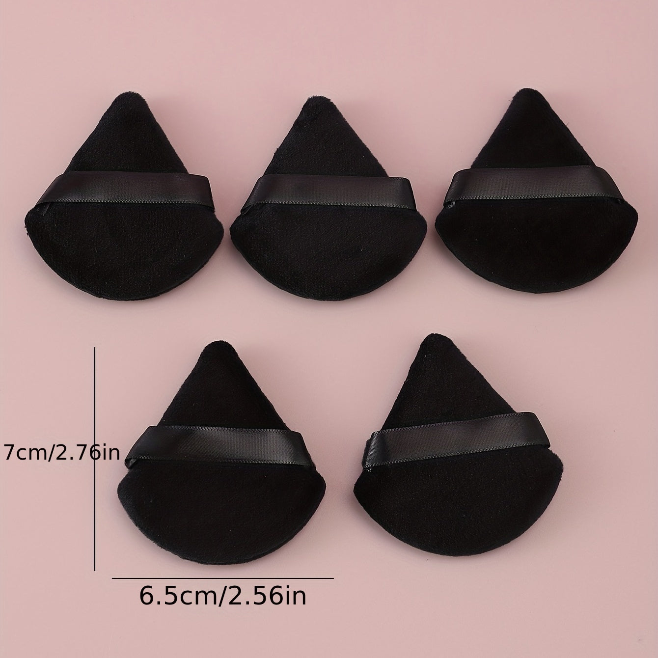 5pcs Soft Triangle Powder Puffs for Loose Powder, Mineral Powder, Body Powder, Velour Cosmetic Foundation Sponges - Nude and Black - Beauty Makeup Tools