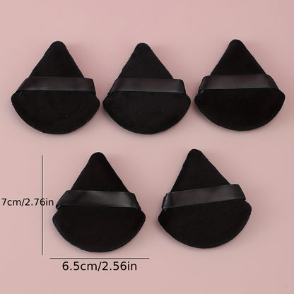 5pcs Soft Triangle Powder Puffs for Loose Powder, Mineral Powder, Body Powder, Velour Cosmetic Foundation Sponges - Nude and Black - Beauty Makeup Tools
