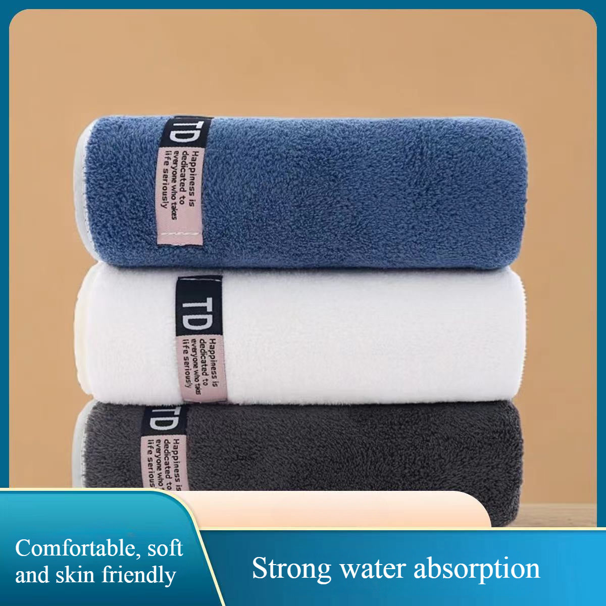 9pcs Large Size Three Colors Super Soft Super Absorbent Bath Towel Set, Blue, White, Gray Composition, Exquisite and Durable, Not Shedding, 5-Star Standard