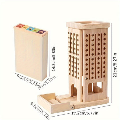 Wooden 3-in-1 Pulling Stick, Enhances Children's Fine Motor Skills and Patience Training, Cognitive Development Educational Interactive Board Game Toy, Patience Building Game, Playful Design, Durable Construction