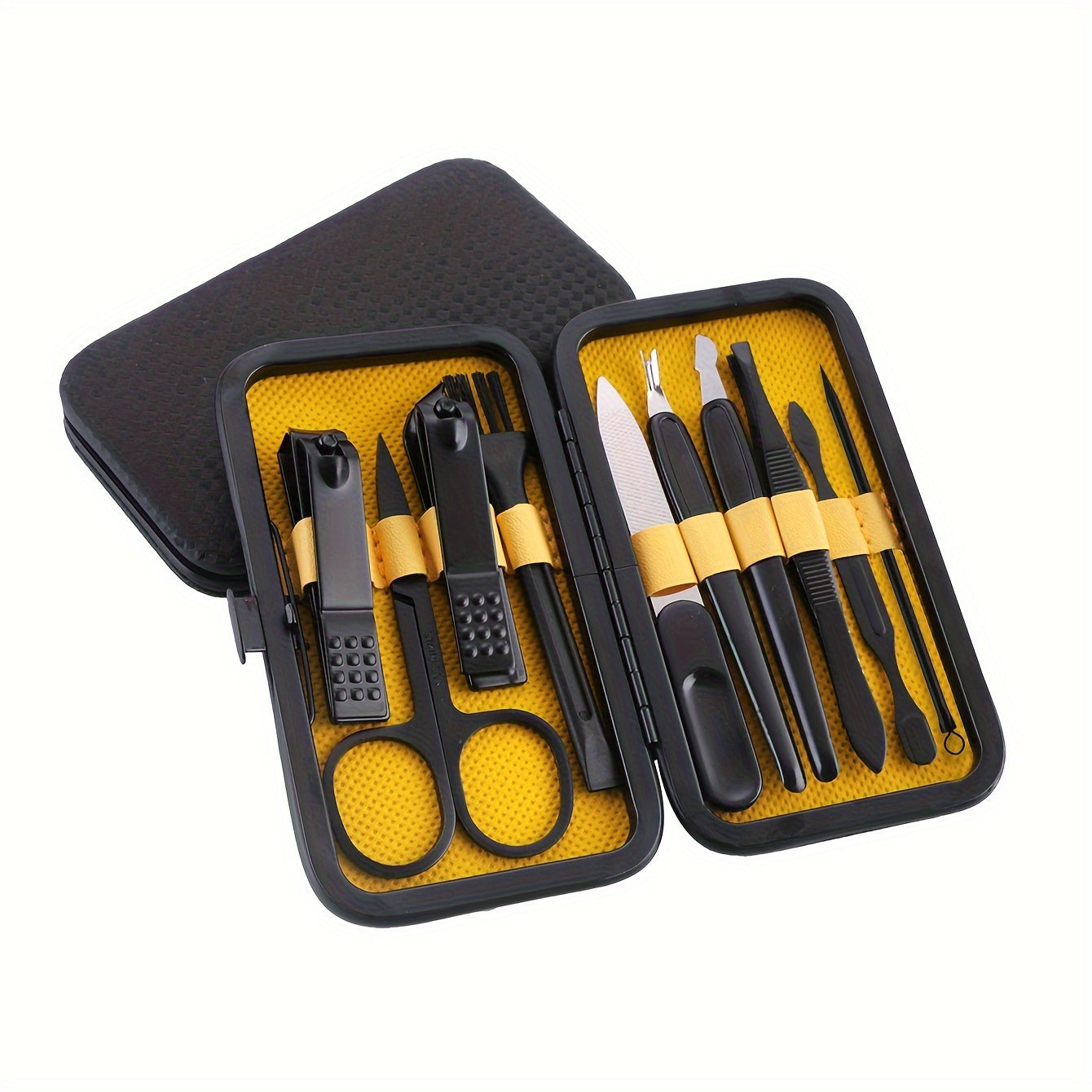 Manicure Set Nail Clipper Set Built-in Nail File Men's And Women's Personal Care Portable Travel Household 7-Piece Set Black Nail Scissors Grooming Tools Kit