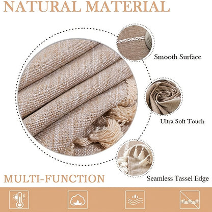 1pc Rustic Tassel Tablecloth - Stain Resistant, Washable, and Perfect for Picnics, Camping, Weddings, Birthday Parties, Thanksgiving, Restaurants, and Buffet - Home Kitchen Decor