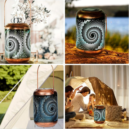 1pc Solar Lanterns Outdoor Hanging Lights, Hollow Out Metal Decorative Lanterns, Waterproof LED Decorative Garden Lights - Patio Exquisite Garden Decoration