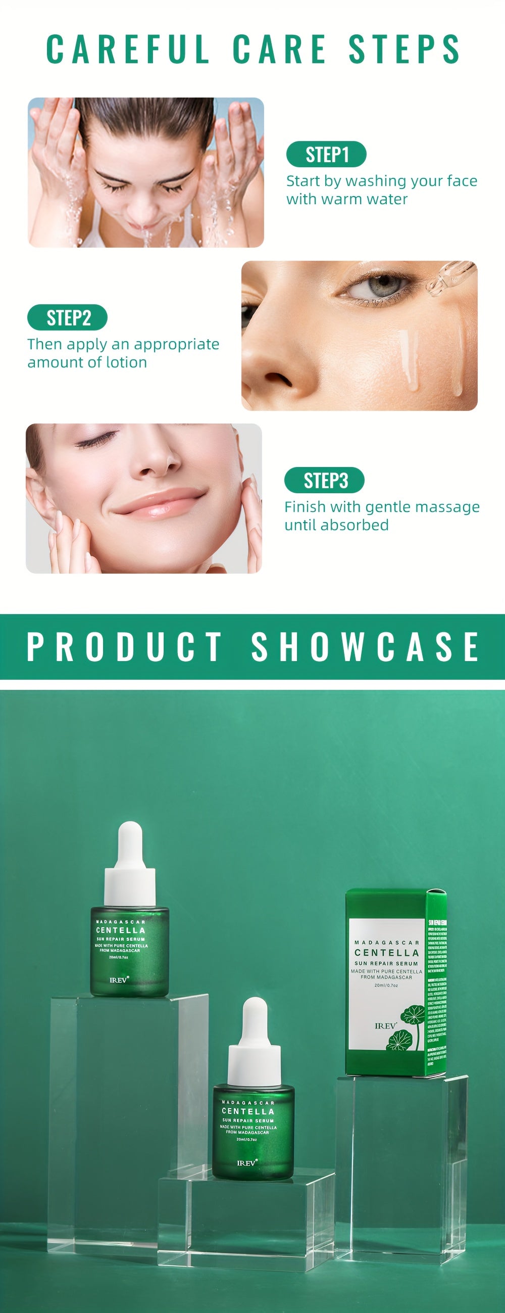 Centella Asiatica Hydrating Serum 20ml, Alcohol-Free, Fragrance-Free for All Skin Types, Moisturizing Facial Care