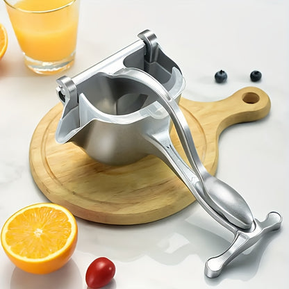 Manual Citrus Juicer - Aluminum Alloy, Non-Slip Base, Easy-Clean Design with Push-Button Operation for Lemons, Oranges, Pomegranates & Blueberries - No Electricity Needed, Portable Kitchen Tool, Citrus Juicer Reamer, Sleek Me