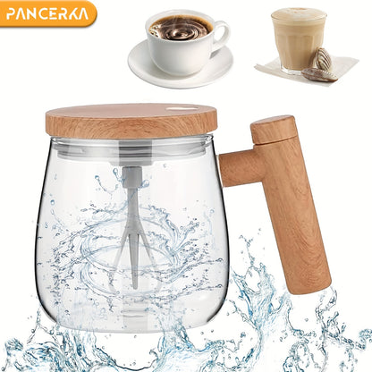 1pc, Electric Self-Stirring Coffee Mug, Glass Coffee Mug With Reusable Filter, Portable And Lightweight Coffee Mug With Leak-Proof Lid, Ideal For Home, Office, And Travel, One-Button Operation, Household Gadgets