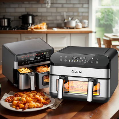 10/11L Air Fryer With Dual Flexi Baskets, Digital Touchscreen, 8 Cooking Modes, Adjustable Temperature, Viewing Window, Dishwasher-Safe, And Healthy Cooking Technology For Families And Meal Prep0/