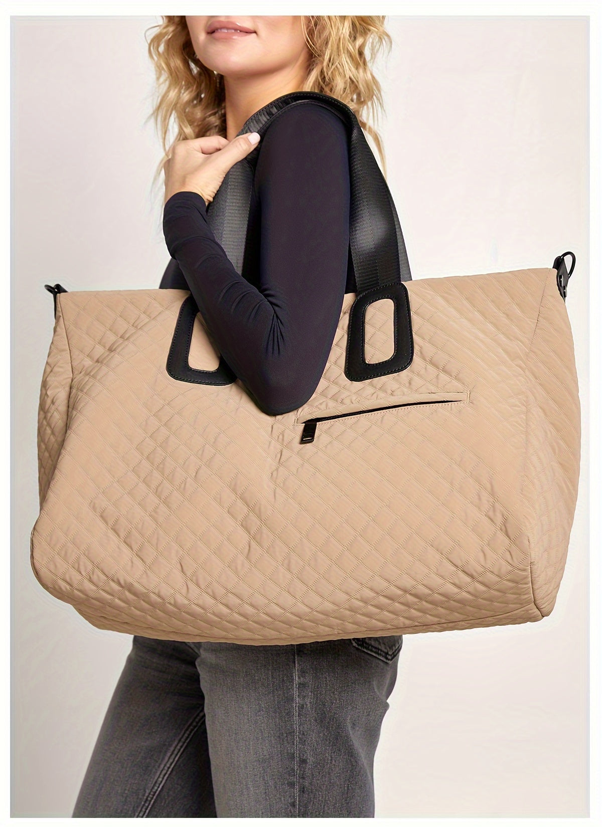 WEIXIER Spacious Multi-Pocket Travel Tote - Durable, Lightweight Women's Handbag for Weekend Getaways & Daily Use - Available in Coffee, White, Black