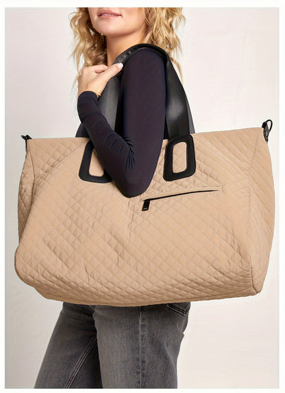 WEIXIER Spacious Multi-Pocket Travel Tote - Durable, Lightweight Women's Handbag for Weekend Getaways & Daily Use - Available in Coffee, White, Black