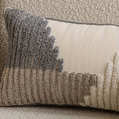 Handmade Textured Throw Pillows - Geometric Design, Soft Faux Fur, And Zipper Closure - Suitable for Sofa, Bed, Or Window Seat