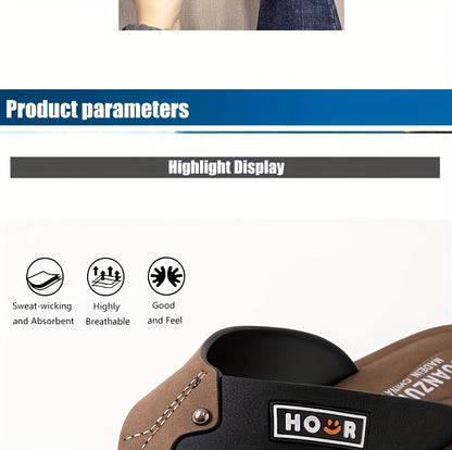 Chinelo de dedo casual de verão para homem - Resistente a odores, antiderrapante, durável, com sola macia e tira ajustável, design castanho e preto para uso diário e ao ar livre, calçado de praia | Chinelo de dedo elegante | Sola em PVC durável, sandália