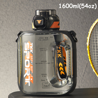 1pc TKK Leakproof Sports Water Bottle Jug with Handle & Straw - Wide Mouth, BPA-Free, for Gym, Travel, Camping, Yoga - Available in 1000ml/1600ml/2100ml (33.81oz/54.1oz/71.01oz) - Ideal Gift for Athletes, Hikers, Outdoor Enth