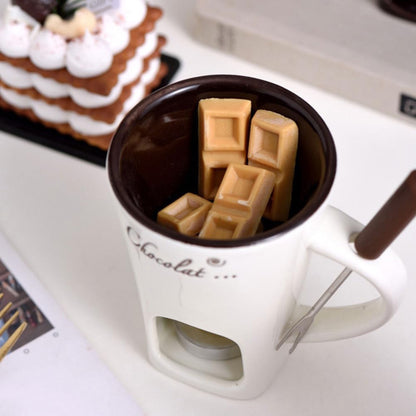 TFS Chocolate Fondue Mug - Ceramic, Reusable, Hand-Wash Only, Multipurpose Hot Chocolate & Fondue Pot with Whisk, Ideal for Cheese, Caramel, Butter, Hot Chocolate Making | Whisked Drinkware | Durable Drinkware