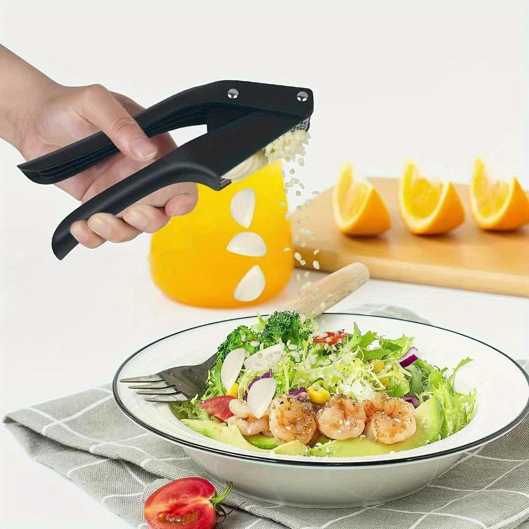 1pc Stainless Steel Garlic Press, Multifunctional 2in1 Garlic Slicer & Mincer, Washable Garlic Crusher, Kitchen Garlic Chopper, Ginger Squeezer, Garlic Masher, Kitchen Gadgets, No Power Required