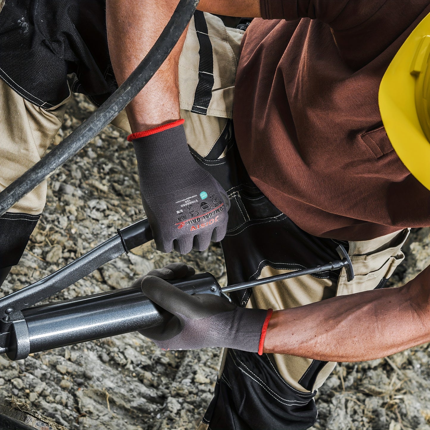 JOISIV 3/6 Pairs Nitrile Work Gloves - MicroFoam Coated, Non-Slip Grip, Breathable Safety Gloves for Gardening, Mechanic, Warehouse & DIY Tasks