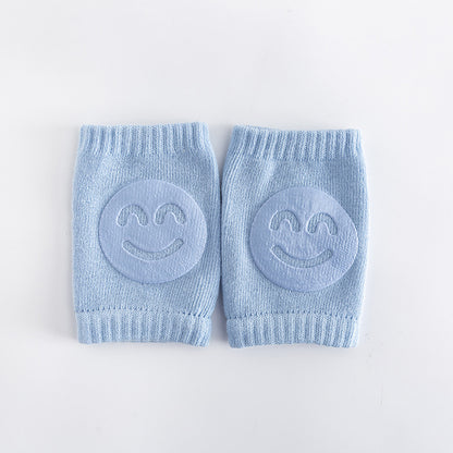 A Pair Four Seasons Fur Ring Baby Leg Protector, Elbow Toddler Crawling Baby Smiley Face Knee Brace Non-slip Socks, Adjustable Elastic Neutral, For Crawling 0-36 Months Of The Baby Girls Boys