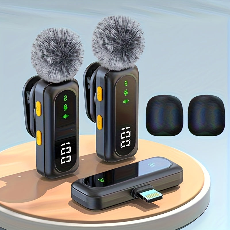 2025 New USB C Phone Mini Microphone for iPhone, Android, Camera, Utsund LED Display Wireless Lavalier Microphone for Video Recording, Clip on Lapel Lav Mics with Noise Reduction for Interview Vlog YouTube TikTok