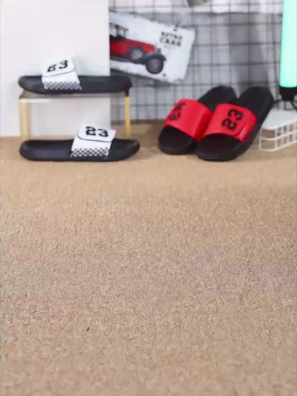 Men'S Summer Fashionable Black PVC Sandals with Number 23 Design - Breathable, Comfortable, Durable, Round Toe, All-Season Casual Footwear, Comfortable Footwear | Stylish Sandals | Durable Footwear