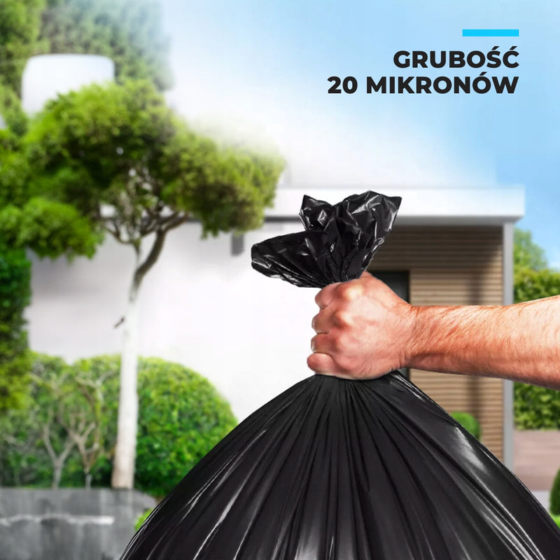 Trash Bags, 60L, Black, Classic, Heavy-Duty, 10 Rolls, 100 Pieces – Reliable 60L Waste Bags, Perfect for Collecting Waste at Home, Office, and Institutions, Made from Thick, Durable LDPE Film, Tear and Stretch Resistant, Fe
