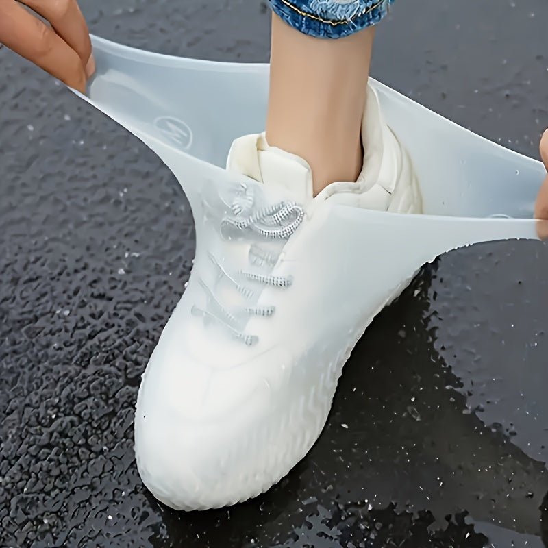 Pair of Silicone Shoe Covers - Waterproof & Rainproof, Reusable Non-Slip, Durable & Stretchy, Easy to Clean, for Men & Women, Outdoor Rain Gear