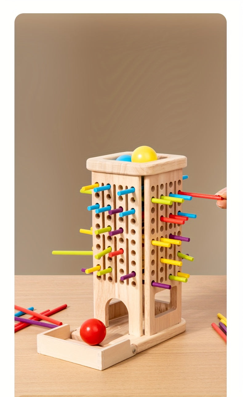 Wooden 3-in-1 Pulling Stick, Enhances Children's Fine Motor Skills and Patience Training, Cognitive Development Educational Interactive Board Game Toy, Patience Building Game, Playful Design, Durable Construction