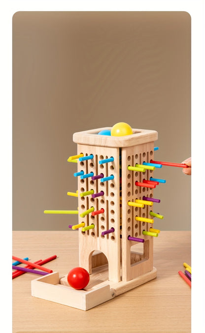 Wooden 3-in-1 Pulling Stick, Enhances Children's Fine Motor Skills and Patience Training, Cognitive Development Educational Interactive Board Game Toy, Patience Building Game, Playful Design, Durable Construction