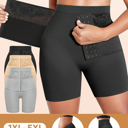 3pcs Value Pack Plus Size Women'S High-Waisted Tummy Control Shapewear Shorts - Seamless, Breathable Nylon Fabric, Medium Stretch, Easy Care & Quick-Dry, Non-Slip Waistband for, & Casual Attire (1XL-5XL)