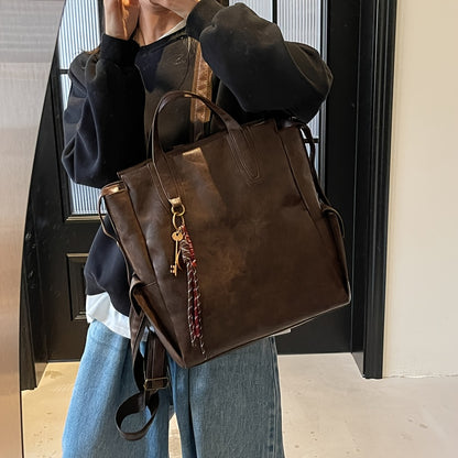Women's Vintage Backpack - Large Capacity Laptop Backpack with Adjustable Padded Straps, Golden-Tone Hardware & Zipper Closure, Brown/Black/Coffee Brown Tote Backpack for Work, School, Travel - Stylish & Durable Everyday Carr