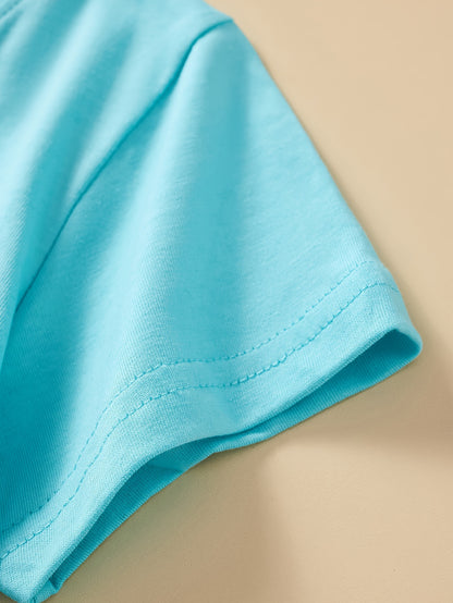 T-shirt de manga curta para criança em algodão com estampa de escavadora de desenho animado, respirável e moderna para o verão.