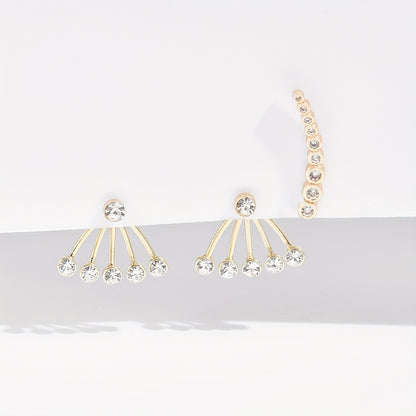 Boho Crystal Ear Jacket Earrings Rhinestone Ear Climber Earrings Jewelry For Women