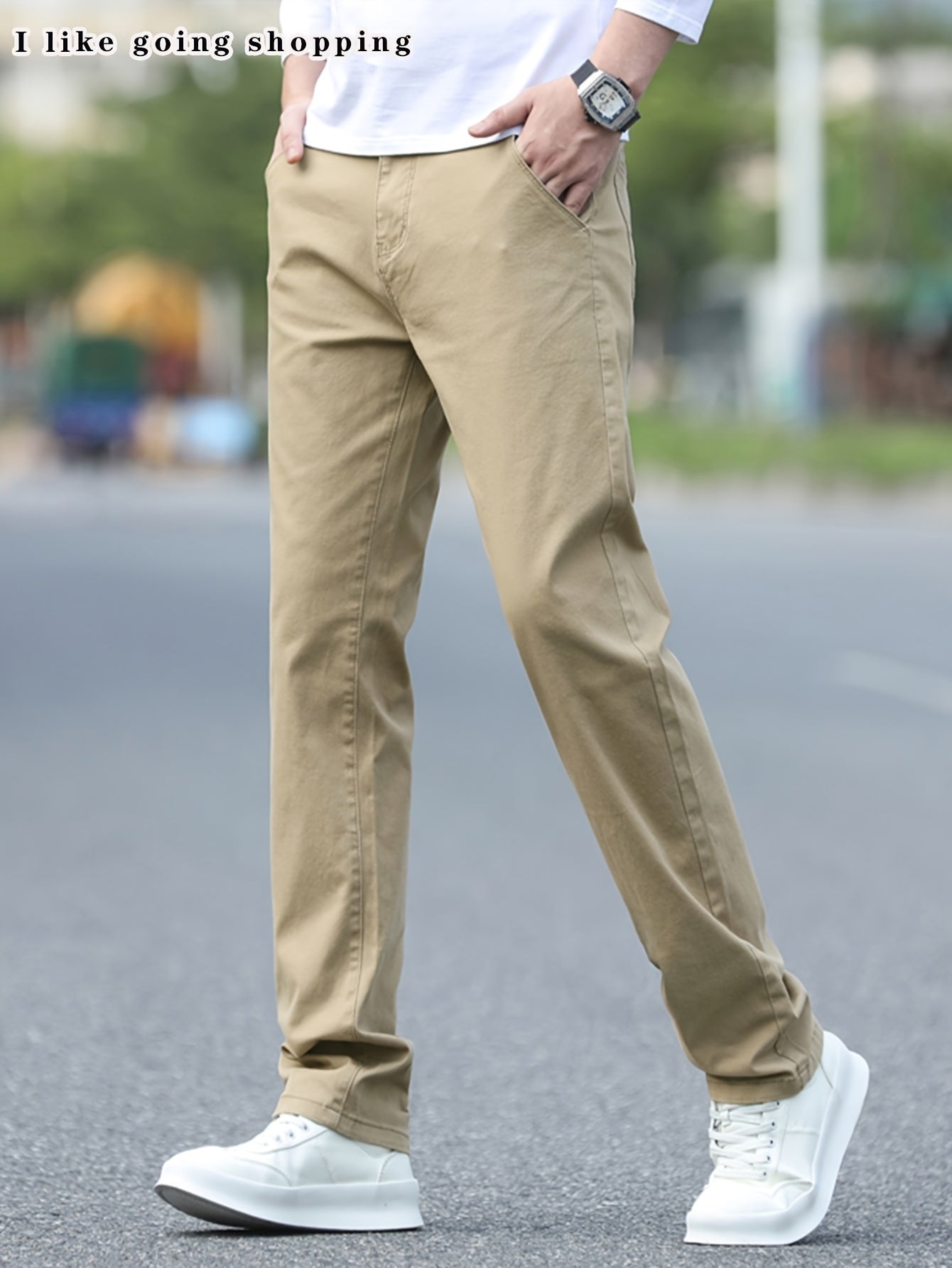 2pcs Men'S Stretch Chino Pants - Straight-Leg Business Casual Trousers with Elastic Waistband, All-Season Formal & Everyday Pants for Office, Meetings, And Casual Attire, Office Wear, Modern Trousers, Comfortable Fit, Versati
