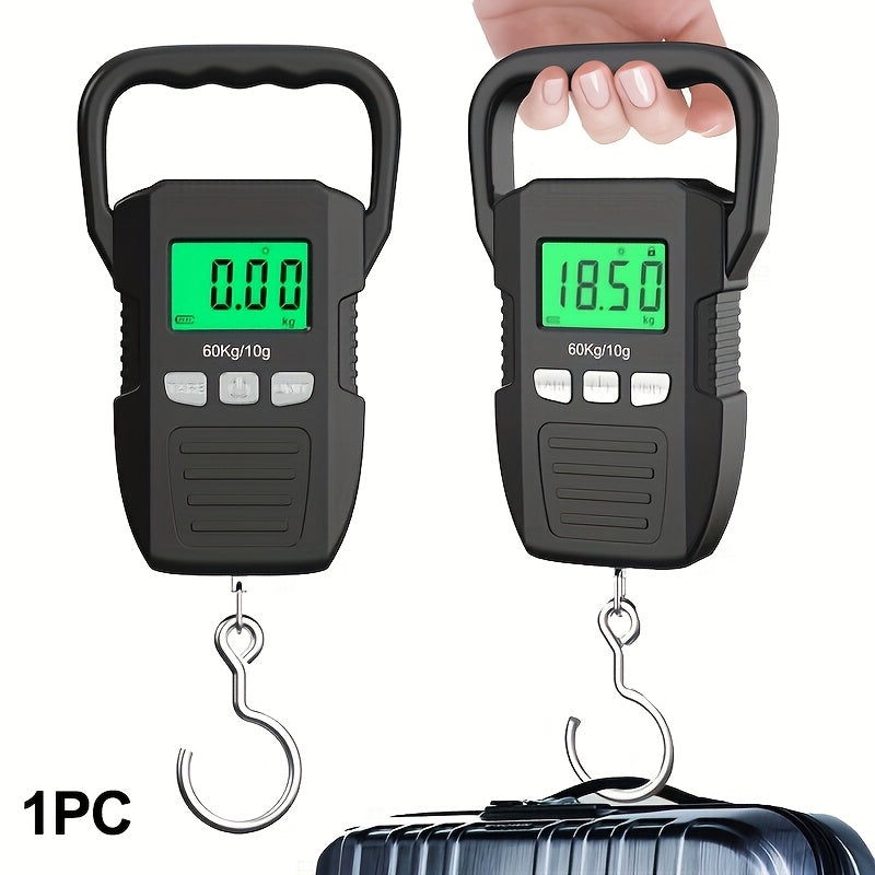 CYCG Heavy-Duty Digital Hanging Scale 132lb/60kg with Large Handle & Backlit LCD Display, /Plastic Construction, 0.01lb/0.01kg Precision, Large Capacity Weight Scale for Luggage, Fishing, Postal, Laboratory, Gym, Construction
