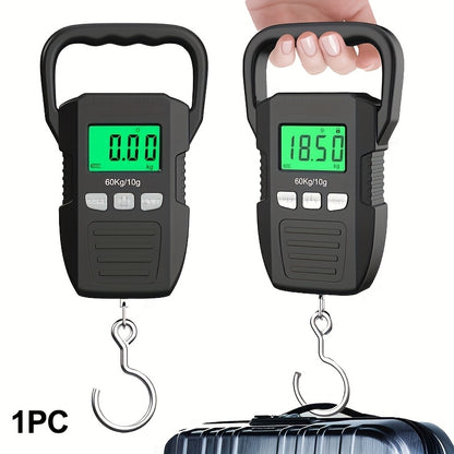 CYCG Heavy-Duty Digital Hanging Scale 132lb/60kg with Large Handle & Backlit LCD Display, /Plastic Construction, 0.01lb/0.01kg Precision, Large Capacity Weight Scale for Luggage, Fishing, Postal, Laboratory, Gym, Construction