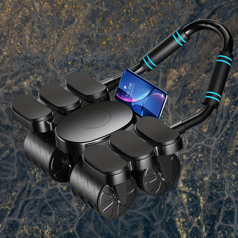 Roda abdominal silenciosa com quatro rodas, perfeita para exercícios em casa e compressão abdominal, ideal para o treino do core, fabricada em material ABS, um excelente presente para o Natal e Ano Novo.