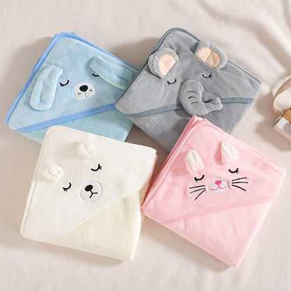Baby Bath Towel Girl Boy Baby Towel Newborn With Hood Cartoon Coral Fleece Infant Towels Blanket Newborn Baby Bathrobe Infant, Christmas Halloween Gift