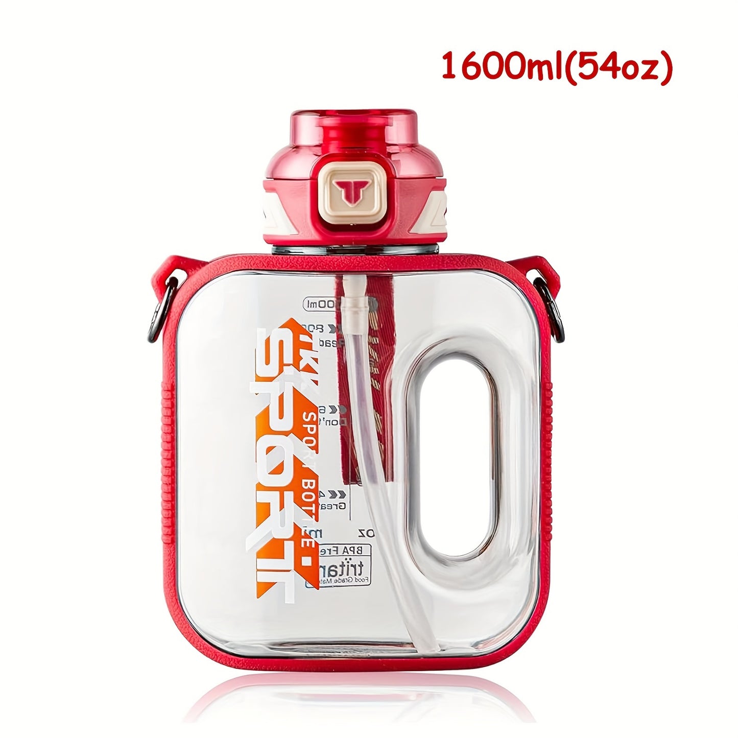 1pc TKK Leakproof Sports Water Bottle Jug with Handle & Straw - Wide Mouth, BPA-Free, for Gym, Travel, Camping, Yoga - Available in 1000ml/1600ml/2100ml (33.81oz/54.1oz/71.01oz) - Ideal Gift for Athletes, Hikers, Outdoor Enth