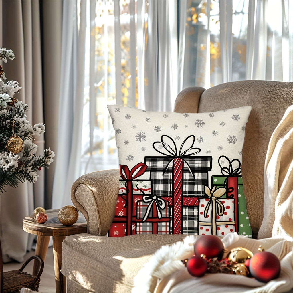 2pcs, Christmas Throw Pillow Covers, 45.72cm*45.72cm Christmas Tree Decorative Home Decor Cushion Covers, Farmhouse Winter Holiday Home Decor Pillowcases, for Porch Patio Couch Sofa Living Room Outdoor, Without Pillow Inserts