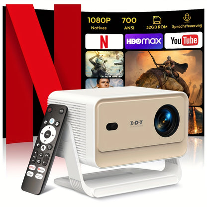 XGODY Gimbal N6Pro Smart Beamer, 700ANSI Brightness Native 1920*1080 And Support 4K Full HD 1GB RAM+32GB ROM Storage Rotation Portable Projector, with WhaleOS System And WiFi 6, Portable Projector, Projector for Phone, Projec