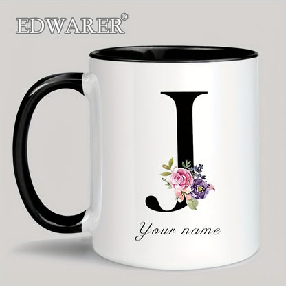 1pc A-Z Letter Custom Personalized Coffee Mug, Water Cup, Photo Text Ceramic Mug 11oz, Graduation Appreciation Thank You Holiday Birthday Gifts, Valentine's Day, Christmas, Birthday, Anniversary Mug Gift, Drinkware For Restau