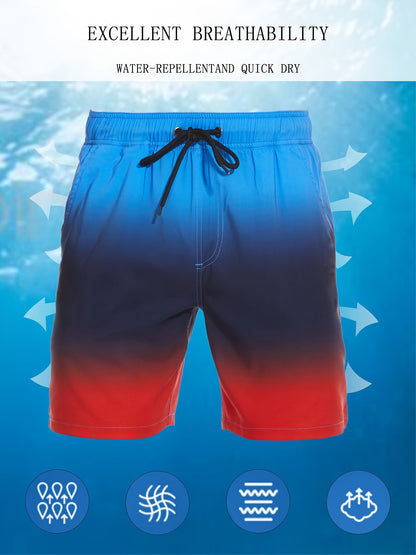 Men's Quick-Dry Beach Shorts with Tropical Palm Tree & Palm Leaf Print - Breathable Stretch Fabric for Summer, Outdoor, Hiking, Swimming - Machine Washable Casual Athletic Shorts, Outdoor Activewear, Summer Shorts